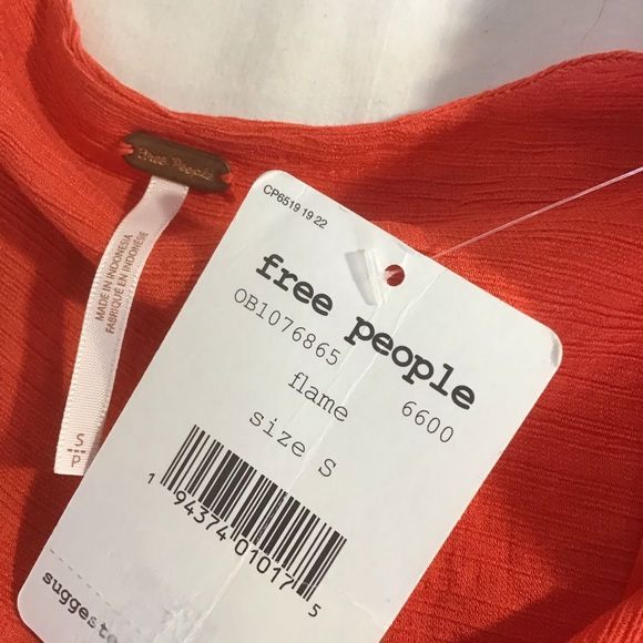 New Free People Check On It Wrap Top Flame Red - Picture 4 of 8